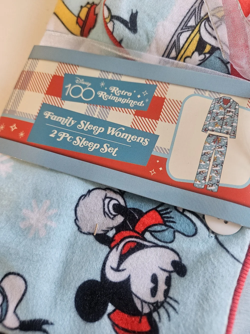 Disney Light Blue Mickey & Friends Fleece 2-Piece Pajama Set with Red Trim - Picture 6 of 6